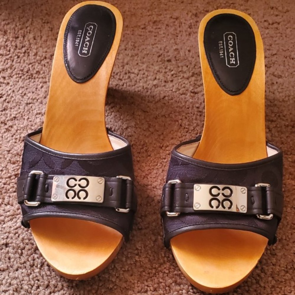 Coach wooden heel sandals